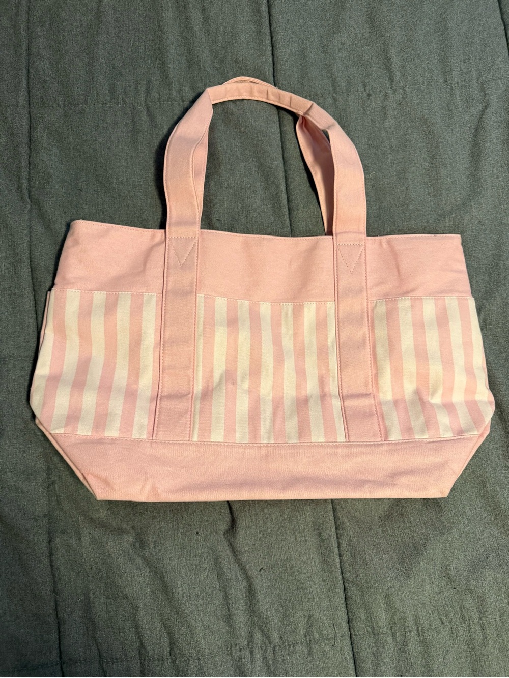 Victoria's Secret Pink & White Striped Canvas Tote - Picture 2 of 4